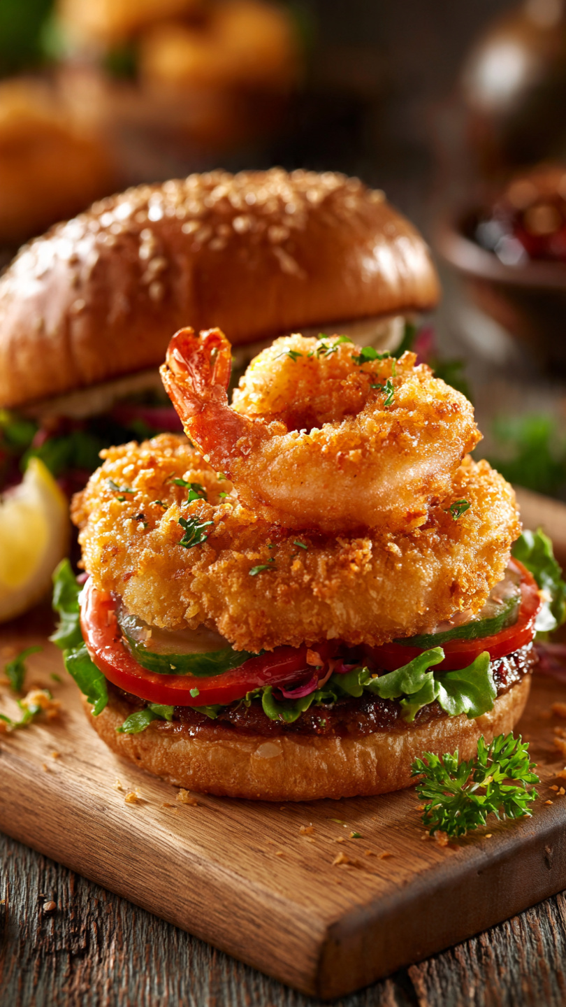 Crispy Fried Shrimp Burger